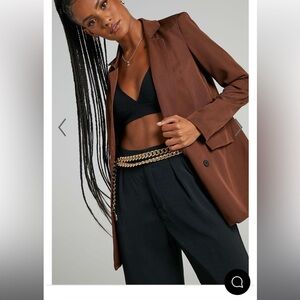 Showpo Oversized Chocolate Brown Blazer - Size 8